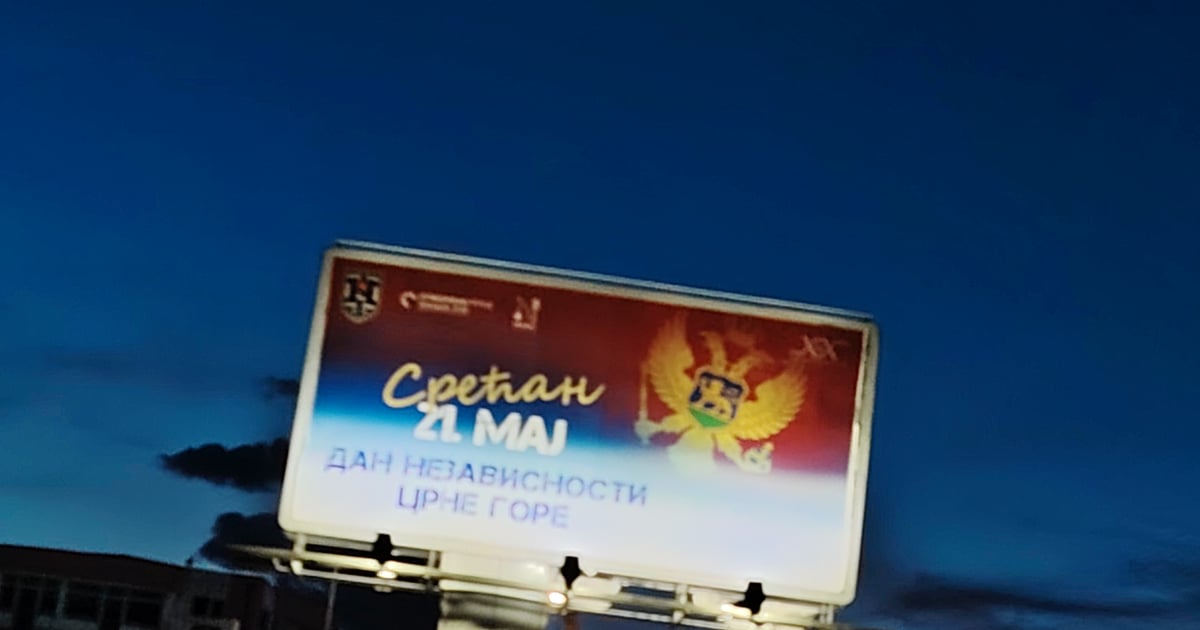 Fotografija uz vijest: Nikšić: Crnogorska zastava na bilbordu utopljena u trobojku