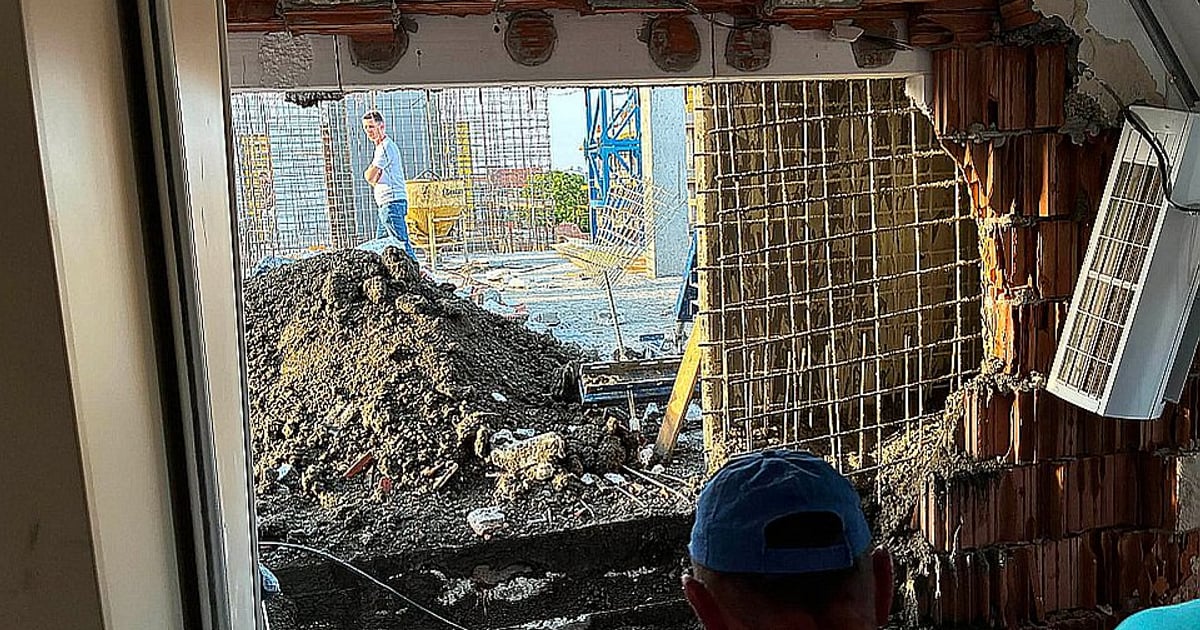 Fotografija uz vijest: U Novom Sadu se urušio zid tokom nalivanja betona, porodica evakuisana bez povreda