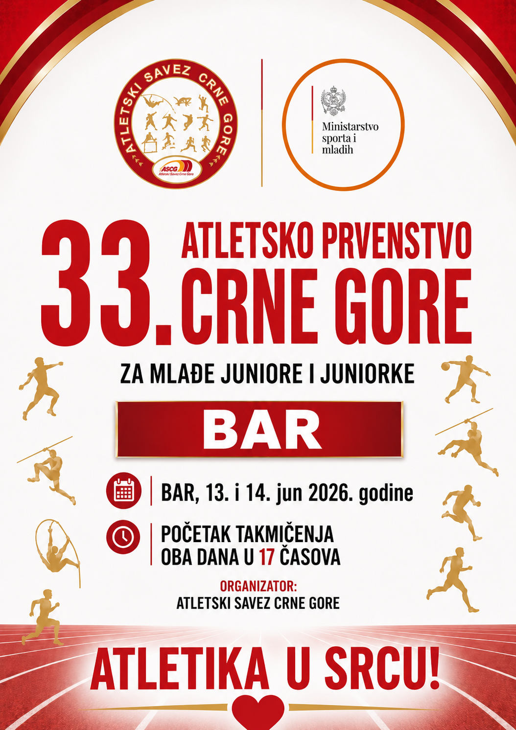Fotografija uz vijest: Bar domaćin 33. Prvenstva Crne Gore za mlađe juniore i juniorke