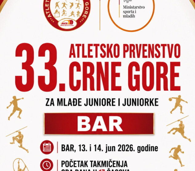 Fotografija uz vijest: Ekipno atletsko prvenstvo za juniore i juniorke u Baru ovog vikenda