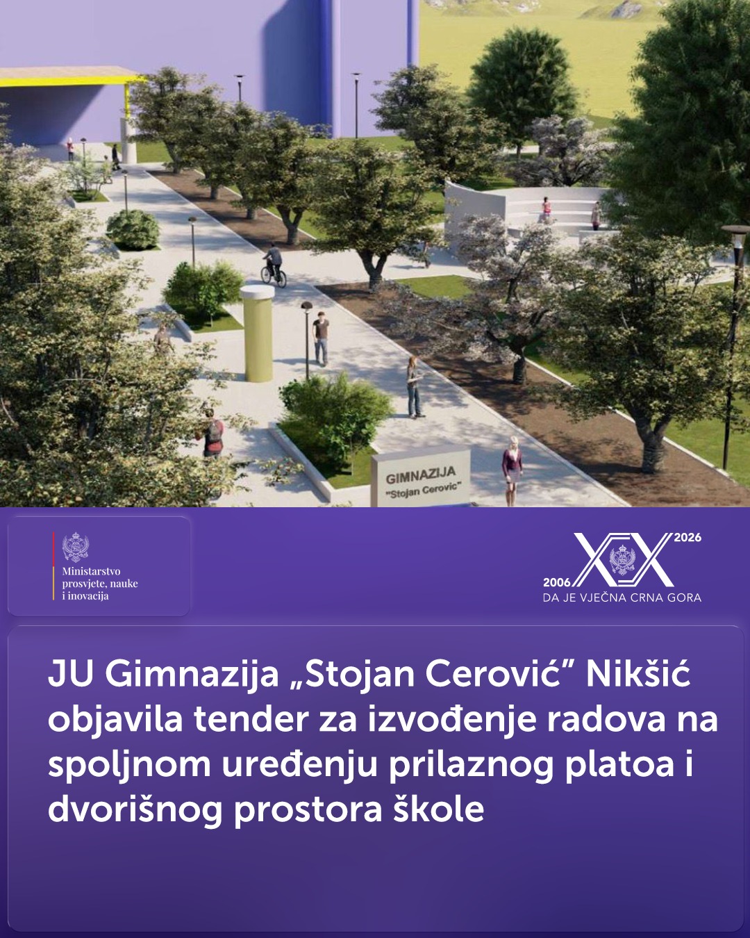 Fotografija uz vijest: Gimnazija „Stojan Cerović“ u Nikšiću dobija uređen prilaz i dvorište