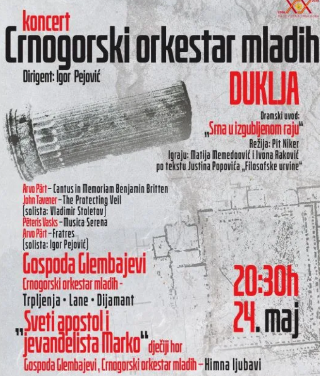 Fotografija uz vijest: Koncert Crnogorskog orkestra mladih 24. maja na Duklji