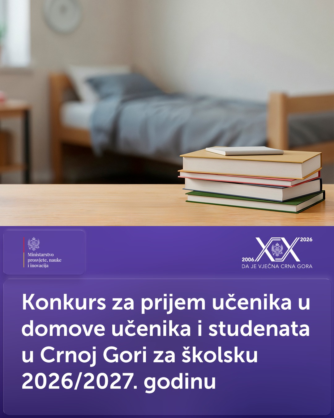 Fotografija uz vijest: Objavljen konkurs za prijem učenika u domove učenika i studenata za školsku 2026/2027. godinu