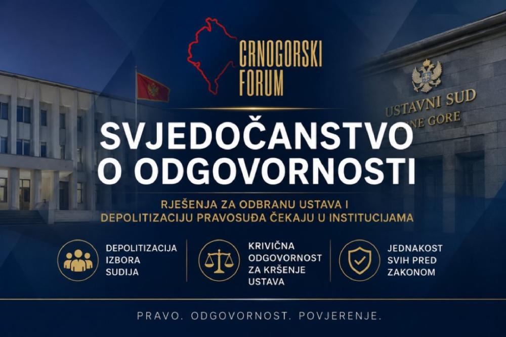 Fotografija uz vijest: Iz Crnogorskog foruma traže odgovor zašto njihova rješenja za odbranu Ustava i depolitizaciju pravosuđa čekaju u fiokama vlasti