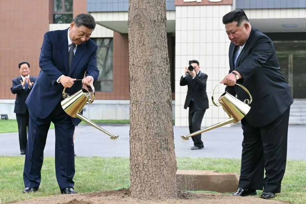 Fotografija uz vijest: Baloni i zimzeleno drvo: Kineski i sjevernokorejski lideri obećavaju jače veze